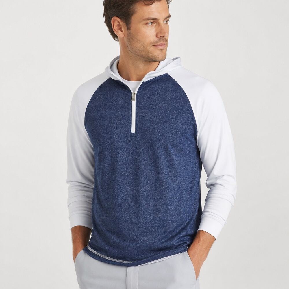Peter Millar Blue White Golf Quarter Zip Pullover Sz S Lightweight